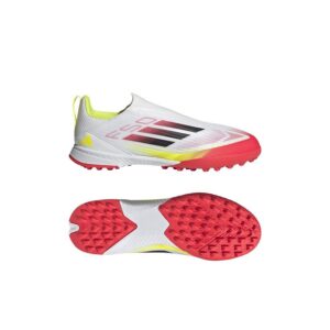 adidas F50 League Laceless TF Pure Victory - Hvid/Sort/Gul Børn - Turf (TF), størrelse 36⅔